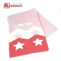 MIUMIU ミュウミュウ マフラー ロゴ スター 星 5FS030 ウール ピンク  