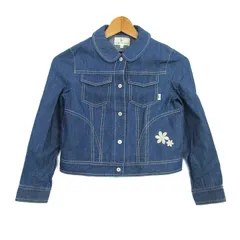 クミキョク デニムジャケット アウター Gジャン 刺繍 キッズ 女の子用 140サイズ 紺×白 組曲 【中古】