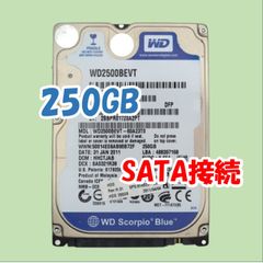 【中古動作品】Western Digital 2.5インチ 9.5mmHDD SATA(Serial ATA) 250GB WD2500BEVT-60A23T0