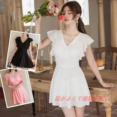 【人気商品発売中】水着 レディース ワンピース 体型カバー水着 かわいい おしゃれ 白 黒 フリル 袖 ハイウエスト Vネック カットアウト カッティング 二の腕 お尻 太もも お腹 カバーアップ 20代 30代 40代 ママ水着