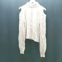 ◇ who's who Chico カジュアル シンプル 肩スリット ハイネック 長袖 ニット セーター サイズF クリーム レディース E  【1310300012702】