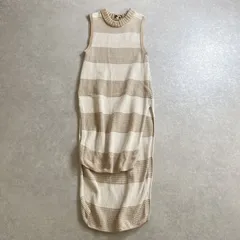 ★定価21,000円/未使用タグ付/Edition/ナチュラルコットン ボーダー ロング ジレ ベスト ワンピース /size S/エディション/訳アリのサムネイル