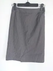◇ INDIVI インディヴィ ストライプ ミニ タイト スカート サイズ05 グレー レディース  【1002800364084】