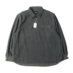 新品 PWA プア シャツ サイズ:L オーバーサイズ ハーフジップ プルオーバー コーデュロイシャツ TECHCORD P/O SHIRT グレー トップス カジュアルシャツ 長袖【メンズ】