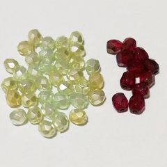 チェコビーズ 4mm ファイヤーポリッシュ　グリーンパール シャムルビー約47粒