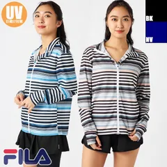 FILA フィラ レディース水着 プリントラッシュガード PEメッシュボーダー UVウェア 長袖フルジップジャケット 325-646