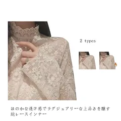 送料無料 レースインナー 長袖 秋 冬 春 レディース カットソー 裏起毛 春 夏 インナー トップス 長袖 ロンT ハイネック 立ち襟 レイヤード  総レース 透け感  細身 下着 重ね着 パーティ#mumu437