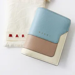 2023年 マルニ MARNI サフィアーノカーフスキン バイフォールドウォレット /ブルー ベージュ 2つ折り 財布【2400014159134】のサムネイル