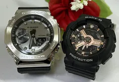 恋人たちのGショック ペアウオッチ  G-SHOCK BABY-G   カシオ 2本セット  GM-2100-1AJF  BA-110RG-1AJF ラッピング無料 g-shock 　クリスマス プレゼント 誕生日 御祝い還暦 銀婚式 結婚記念日 婚約
