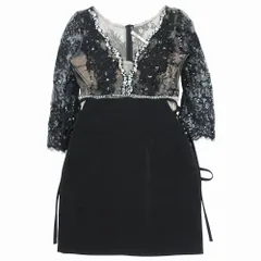 ROBE de FLEURS Glossy ローブドフルールグロッシー ドレス ワンピース キャバドレス レース ビジュー装飾 S 黒 レディース 【中古】