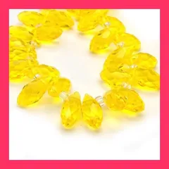 【スタッフおすすめ！】シトリン イエロー 1連 キラキラ 宝石みたい ティアードロップ ガラスビーズ アソートパック ファセットカット ドロップ しずく ジュエリー ブリオカット クレオカット アクセサリー パーツ 宝石 12mm 13mm