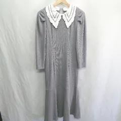 ◇ ⊇ tocco closet トッコ クローゼット 襟レース 長袖 ロング ニットワンピース サイズM パープル レディース E  【1411210011776】