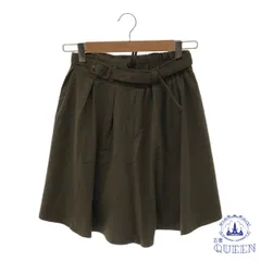 【訳アリ】 MAJESTIC LEGON マジェスティックレゴン スカート ミニ フレア ベルト付き レディース カーキ M 901-4468 送料無料 古着