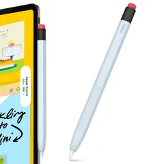 【在庫セール】Pencil Pencil 第二世代のみに適用 Pencil Pencil Pro&Apple Pro&Apple ワイヤレス充電対応 Apple Apple 柔らかなシリコン材質 (ライトブルー) 鉛筆レトロデザイン 第二世代用シリコン保護ケー