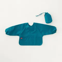 ☆ check.グリーン ☆ 392plus m スモック mikuni 三国 スモック キッズ 汚れカバー エプロン スモックエプロン お洋服カバー 巾着つき 汚れ防止 お食事 食事 ランチ お手入れ簡単 撥水 お遊び 水遊び 泥遊び 子供 こども 子ども