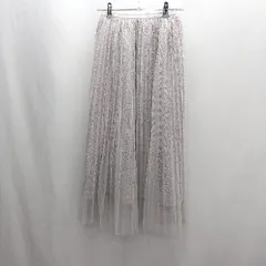◇ Θ MAJESTIC LEGON ラメ入り ウエストゴム チュール ロング丈 フレア スカート サイズM グレー ゴールド レディース E  【1412090051500】
