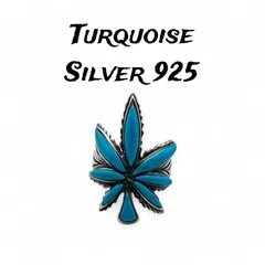 【ターコイズリーフ】ボヘミアン Silver 925 刻印 90s Vintage Ring シルバー ヴィンテージ リング 19号 七つ葉