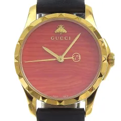 【本物保証】 美品 グッチ GUCCI Gタイムレス ロゴ 蜂 ハチ ビー レディース クォ―ツ 電池 腕時計 126 5