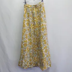 ◇ Θ nuni ヌニ 花柄 ロング フレア スカート サイズF イエロー系 レディース E  【1410290022498】