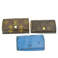 【中古】 3点セット ルイヴィトン LOUIS VUITTON ミュルティクレ 4連 6連 キーケース モノグラム エピ ブルー レザー 08BW324