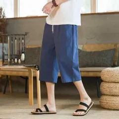 種類24：L/A：ブラック メンズ ファッション 服 男性用 オシャレ シンプル 大人 かっこいい 大きいサイズ ストリート 紳士服 綿 リネン ゆったり クロップド パンツ 夏服 薄手 カジュアル パンツ 