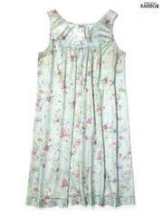 ヴィンテージアメリカ古着VanityFair刺繍花柄ノースリーブワンピース緑