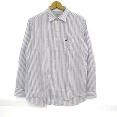 クロコダイル 長袖シャツ トップス ストライプ柄 ジャパンファブリック メンズ Lサイズ 白×紫 CROCODILE 【中古】のサムネイル