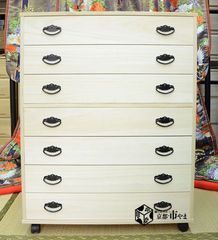桐たんす 7段 押入収納 桐箪笥 帯用　幅75ｃｍ 高さ９３cm 7段キャスター