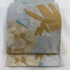 つづれ織 手織 袋帯 金通し 楓 花文様 金糸 正絹 三通 Q541 つづれ織 手織 袋帯 金通し 楓 花文様 金糸 正絹 三通 Q541