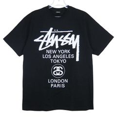 STUSSY ステューシー WORLD TOUR TEE ワールドツアー Tシャツ ブラック ショートスリーブ カットソー 半袖 黒 サイズM julz