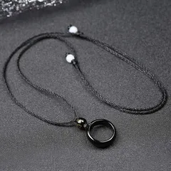 黒曜石　天然石　ネックレス　メンズ　お守り　丸玉　ペンダント　風水　ラッキー