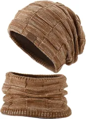 V.W.V＆others ニット帽 ネックウォーマー 冬 メンズ レディース 防寒 防風 保温 柔らかい 伸縮性( キャラメル,  Free Size)