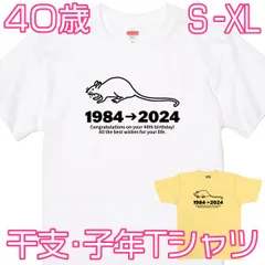 40歳 Ｔシャツ 男性 女性 家族 友人お祝い 誕生日 プレゼント ギフト 贈り物 記念 パーティー 品 1500 085【40歳 ねずみメッセージ2024】