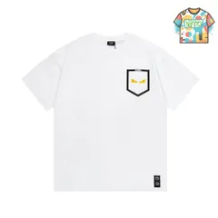 【今日WTO】FENDI ダブル FF ポケット悪魔の目熱圧着プリント白 T シャツ-IZ54