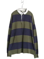 【お得なクーポン配布中!】 80s USA製 エルエルビーン ボーダー 長袖 ラガーシャツ メンズ XL ヴィンテージ ラグビー 長袖シャツ ポロシャツ カットソー 大きいサイズ