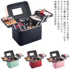 メイクボックス コスメボックス ポーチ 収納 かわいい バニティバッグ バニティポーチ メイク道具 化粧品ケース 大容量 ボックス 黒 コスメ収納 化粧ポーチ ミラー 鏡 鏡付き ジェルネイル ネイル LoaF972