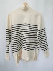 ◇ ●美品● ⊆ chocol raffine robe ボーダー柄 長袖 ニット サイズF ベージュ マルチ レディース E  【1503040006241】