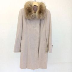 【良】瀧定名古屋　たきさだなごや　ロングコート　キャメル　らくだの毛　ベージュ　クリーム色　ピンク　マロン　Mサイズ　レディースアウター　レディースカジュアル　ボア付きコート　スプリングコート　秋コート　冬コート　レディースコート　９AR　Mサイズ