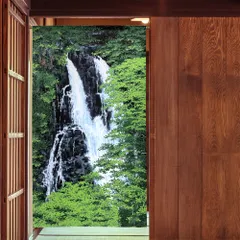 【MINIBOX のれん制作工房 正規販売店舗】【匿名配送 ネコポス 全国送料無料】のれん「分岐瀑」85x150cm【日本製】スタジオジブリ 家紋 トトロ 千と千尋の神隠し 風景 景色 和柄 和風目隠し
