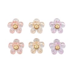 ミニヘアクリップ（6個セット） フラワー HHC0554-PK（ピンク）