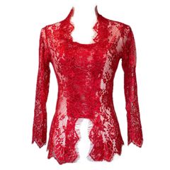 Kebaya  クバヤ 赤 レーストップス インドネシア 民族衣装