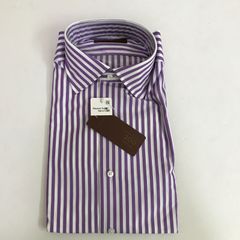 Maker'sShirt 鎌倉シャツ　長袖シャツ　紫　ストライプ　38-82