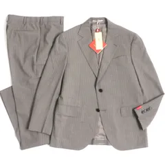 【ドンドン見直し】未使用品▼J.PRESS ジェイプレス ストライプ柄 PIACENZA社製生地使用 ウール×シルク シングルスーツ グレージュ 36 正規品