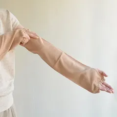 【天衣無縫】My Brownふんわりアームカバー(無地)　フリーサイズ　茶綿　国産　UVカット　抗菌　防臭　紫外線対策　冷房