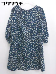 ◇ URBAN RESEARCH ROSSO 花柄 七分袖 ミニ ワンピース サイズF ブルー アイボリー レディース  【1106070016336】