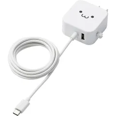 【新品・2営業日で発送】ELECOM エレコム AC充電器／USB-C／ケーブル一体型／USB-Aメス1ポート ホワイト(MPA-ACC22WF)
