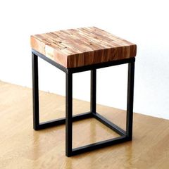 テーブル サイドテーブル アイアン 木製 おしゃれ 天然木 コの字型 花台 フラワースタンド ウッドピース スクエア L