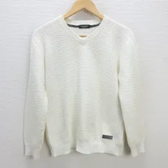 H■ブラックレーベル クレストブリッジ/BLACK LABEL CRESTBRIDGE ローゲージ Vネックニットセーター【M】白/MENS■15【中古】