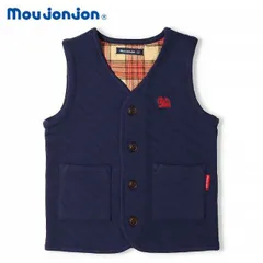 moujonjon ぞう刺繍入りニットキルトベスト 子供服 キルティング ワンポイント刺繍 子ども キッズ 女の子 男の子 おしゃれ カジュアル ベスト