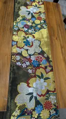 No.0【美品】袋帯 振袖•フォーマル向き 豪華 ゴールド黒 花柄